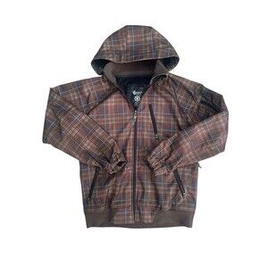 Empyre Large Unisex Brown Plaid Snowboarding Jacket Ski Jacket Snow Jacket